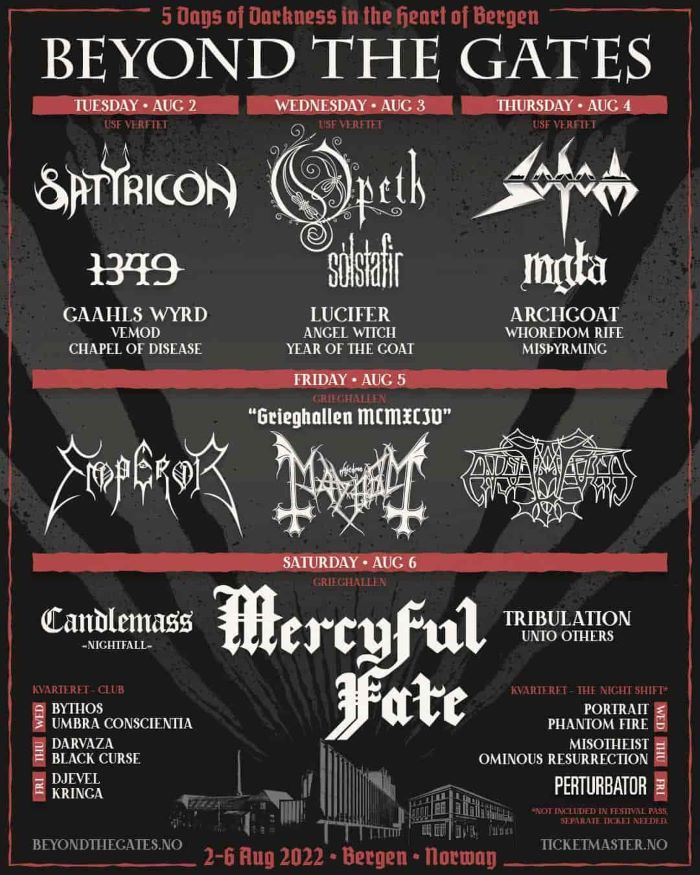 Cartel completo del festival noruego Beyond The Gates 2022