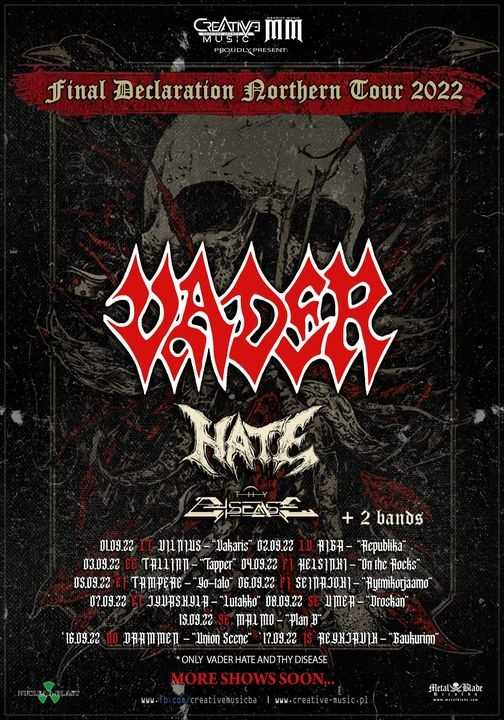 Vader anuncia fechas del «The Final Declaration Northern Tour 2022»