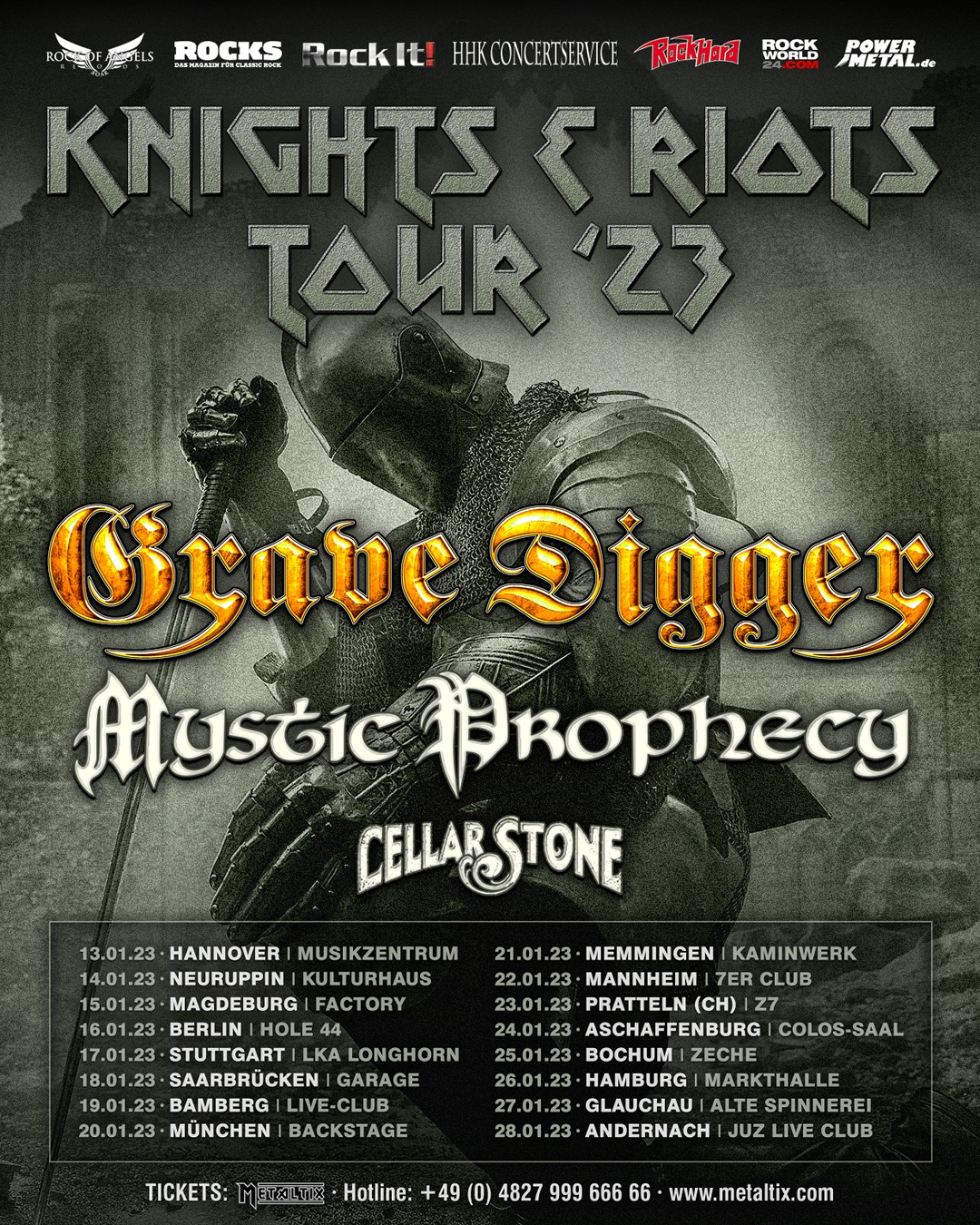 Fechas de la gira conjunta de Grave Digger, Mystic Prophecy y Cellar Stone en Alemania y Suiza