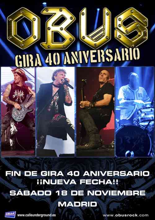 Cambio de fecha del concierto 40 Aniversario de Obús en Madrid