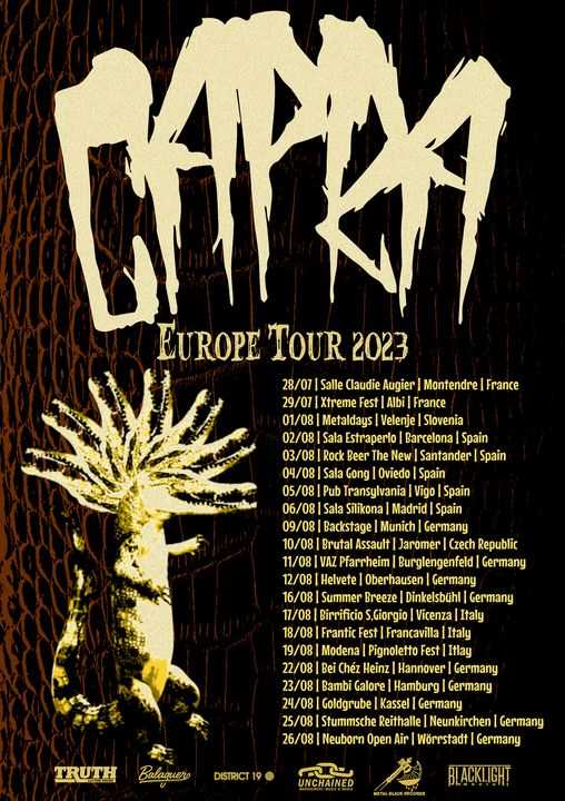 Fechas de la gira europea de Capra