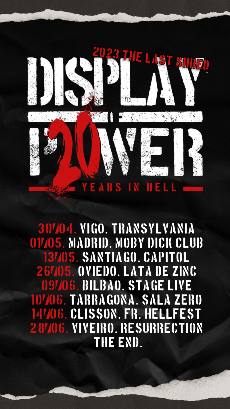 Anuncio del «The Last Shred Tour 2023» de Display Of Power
