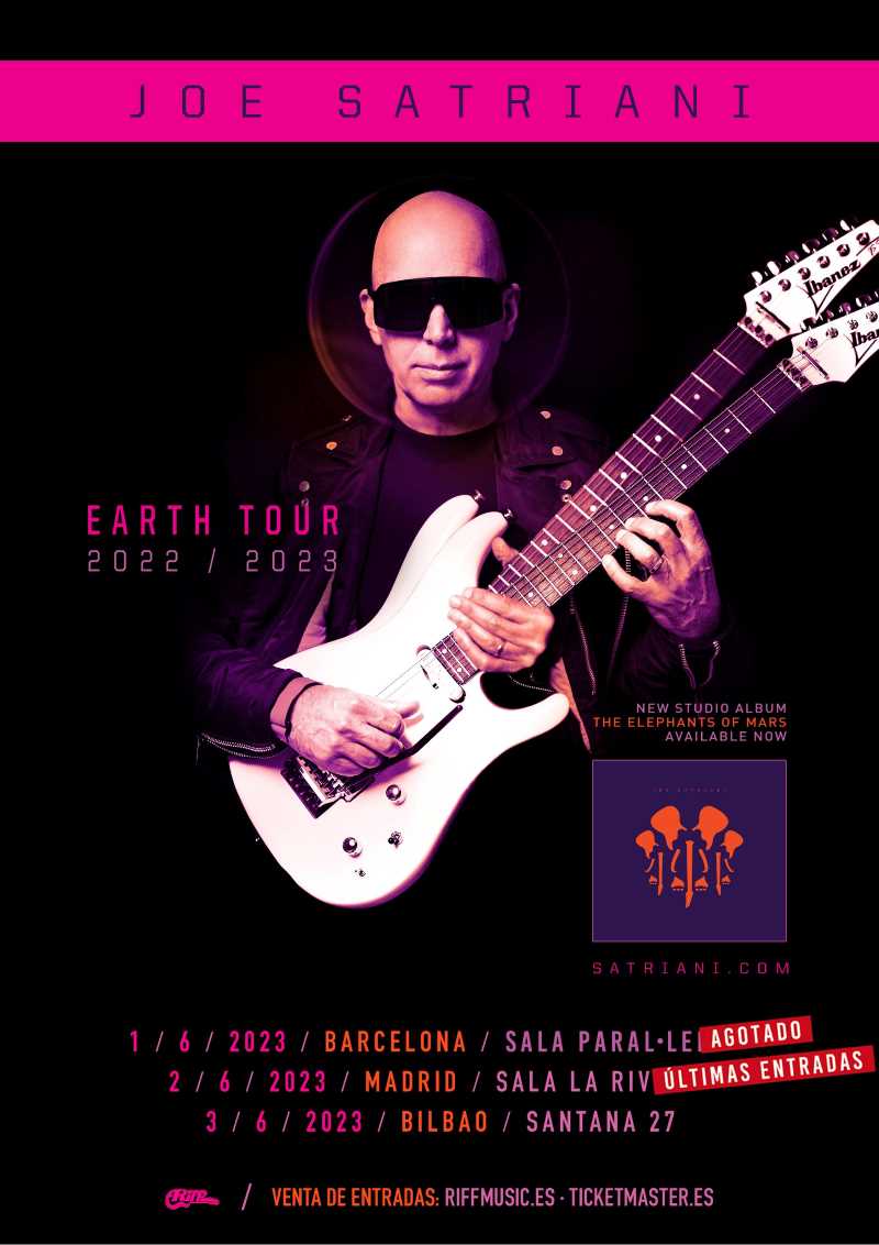 Fechas de Joe Satriani de su «Earth Tour 2023» en España