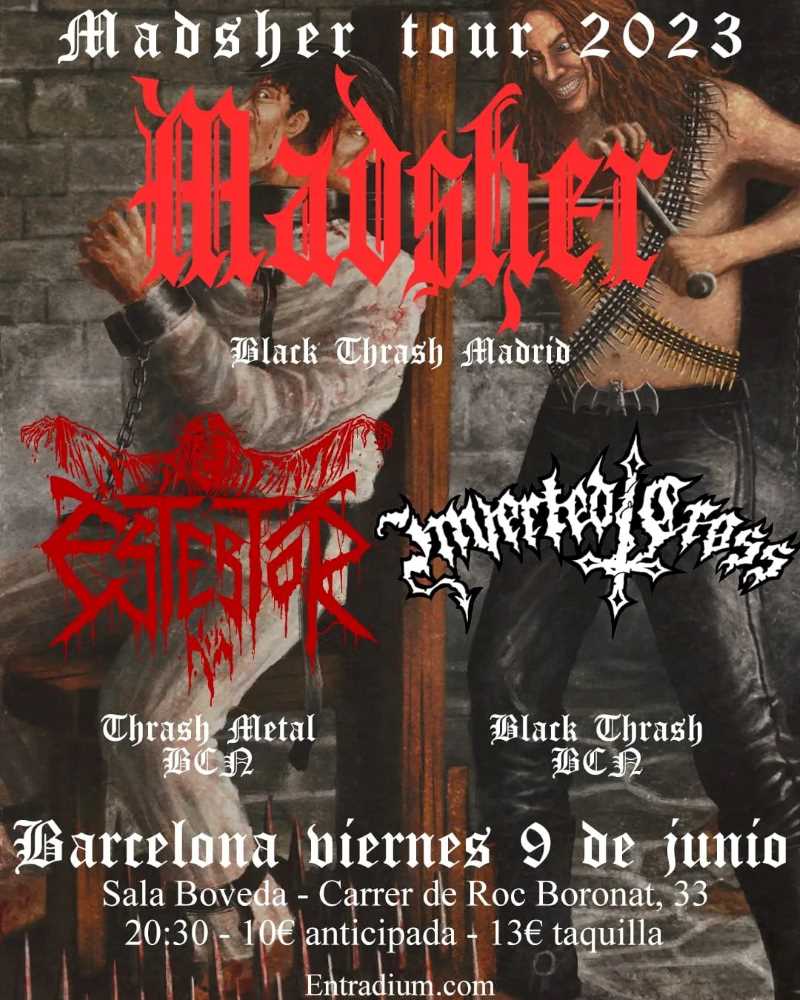 Madsher viaja a Barcelona. Concierto junto Estertor e Inverted Cross