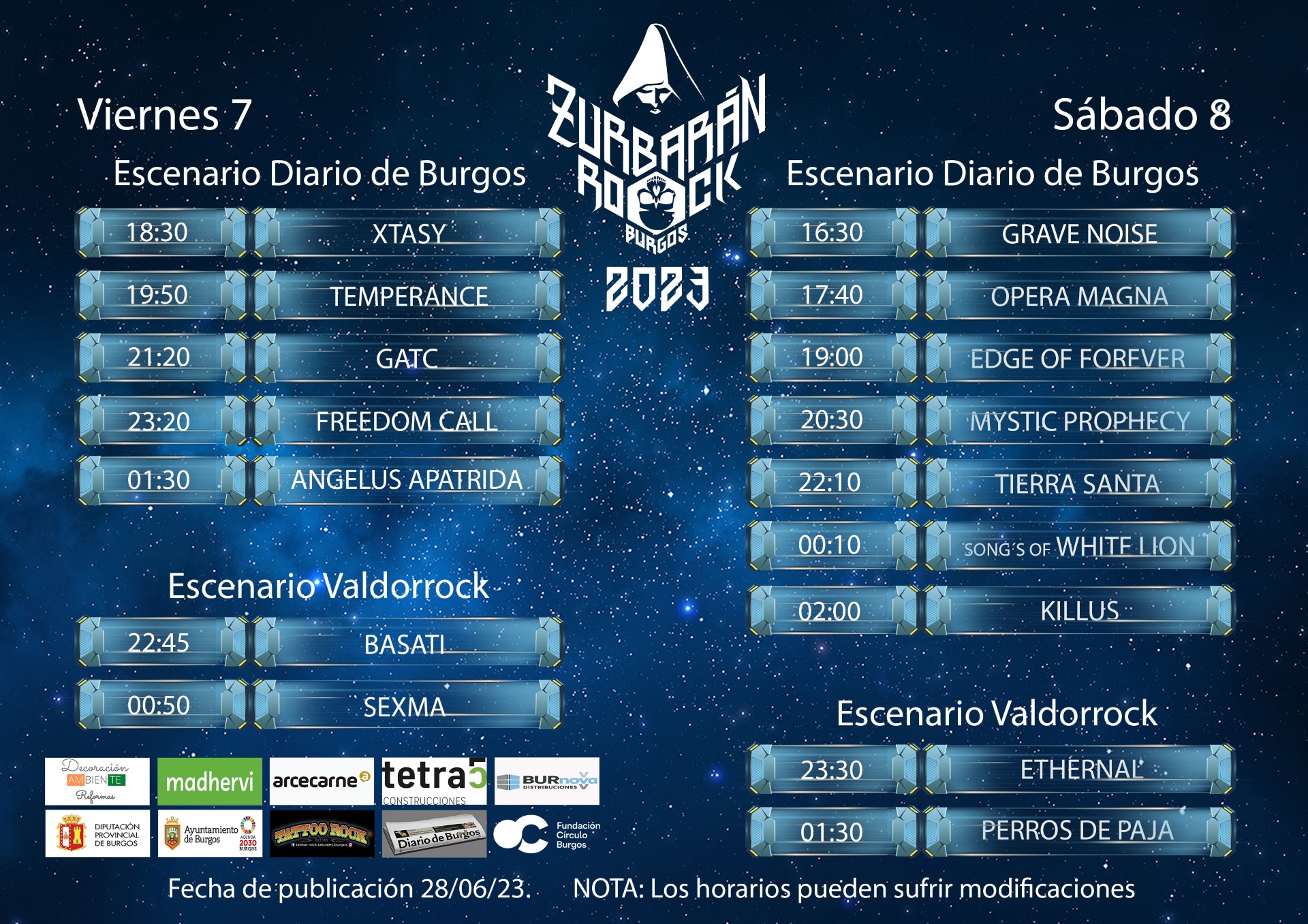 Horarios del Zurbaran Rock 2023