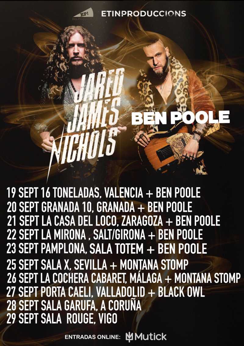 Fechas del tour de Jared James Nichols con Ben Poole