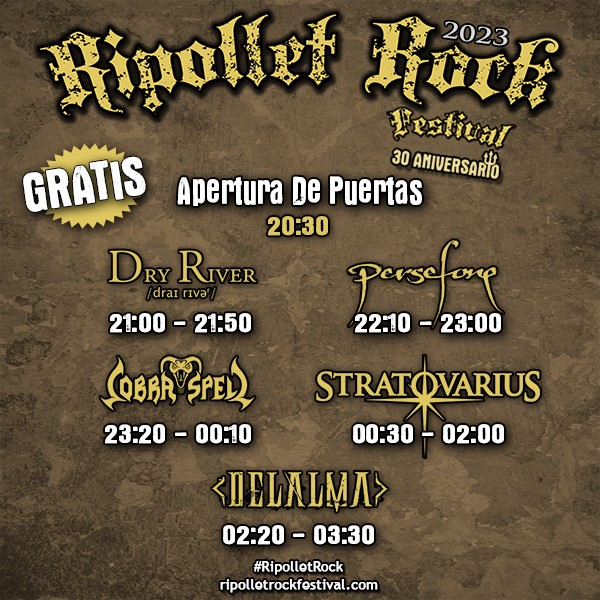 Publicados los horarios de los conciertos del Ripollet Rock Festival 2023