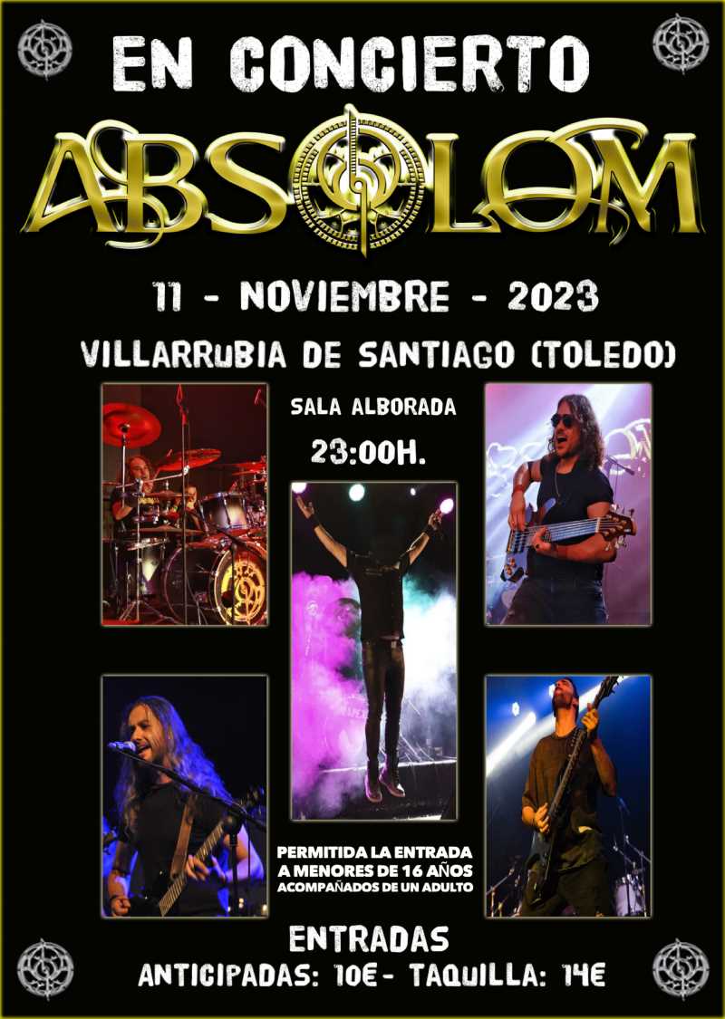 El 11 de noviembre Absolom en concierto en Villarrubia de Santiago (Toledo)
