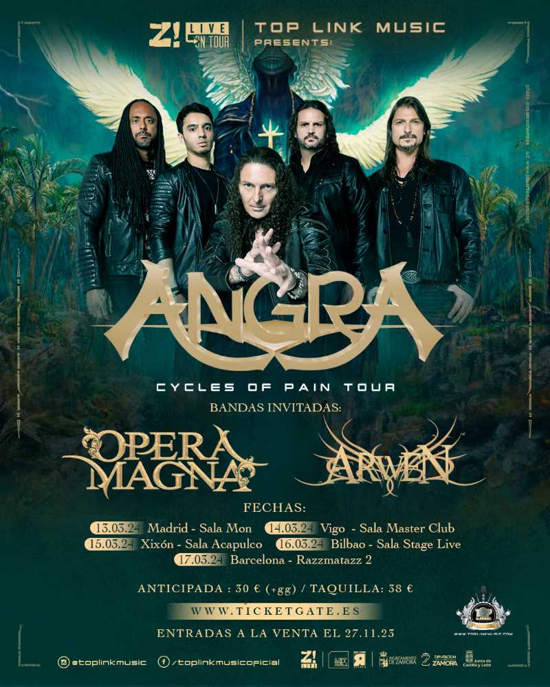 Fechas confirmadas de la gira de Angra con Opera Magna y Arwen