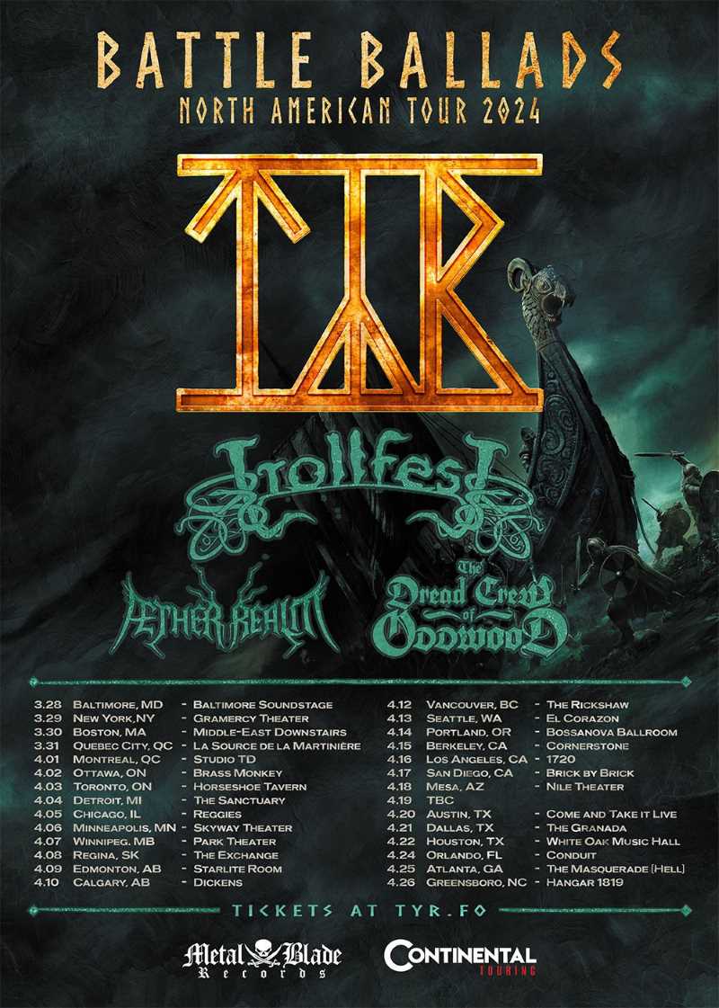 Gira norteamericana de Tyr en la primavera de 2024