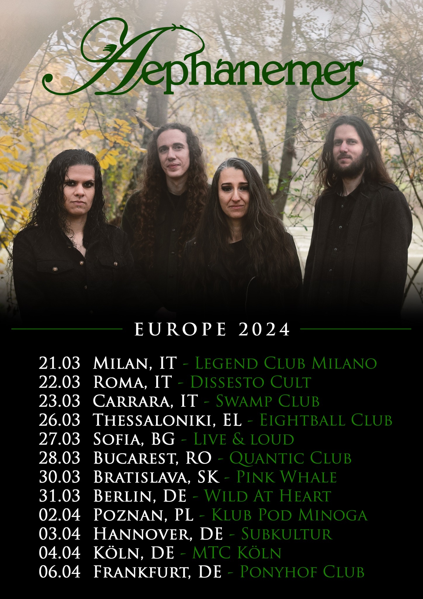 Fechas del tour europeo de los franceses Aephanemer