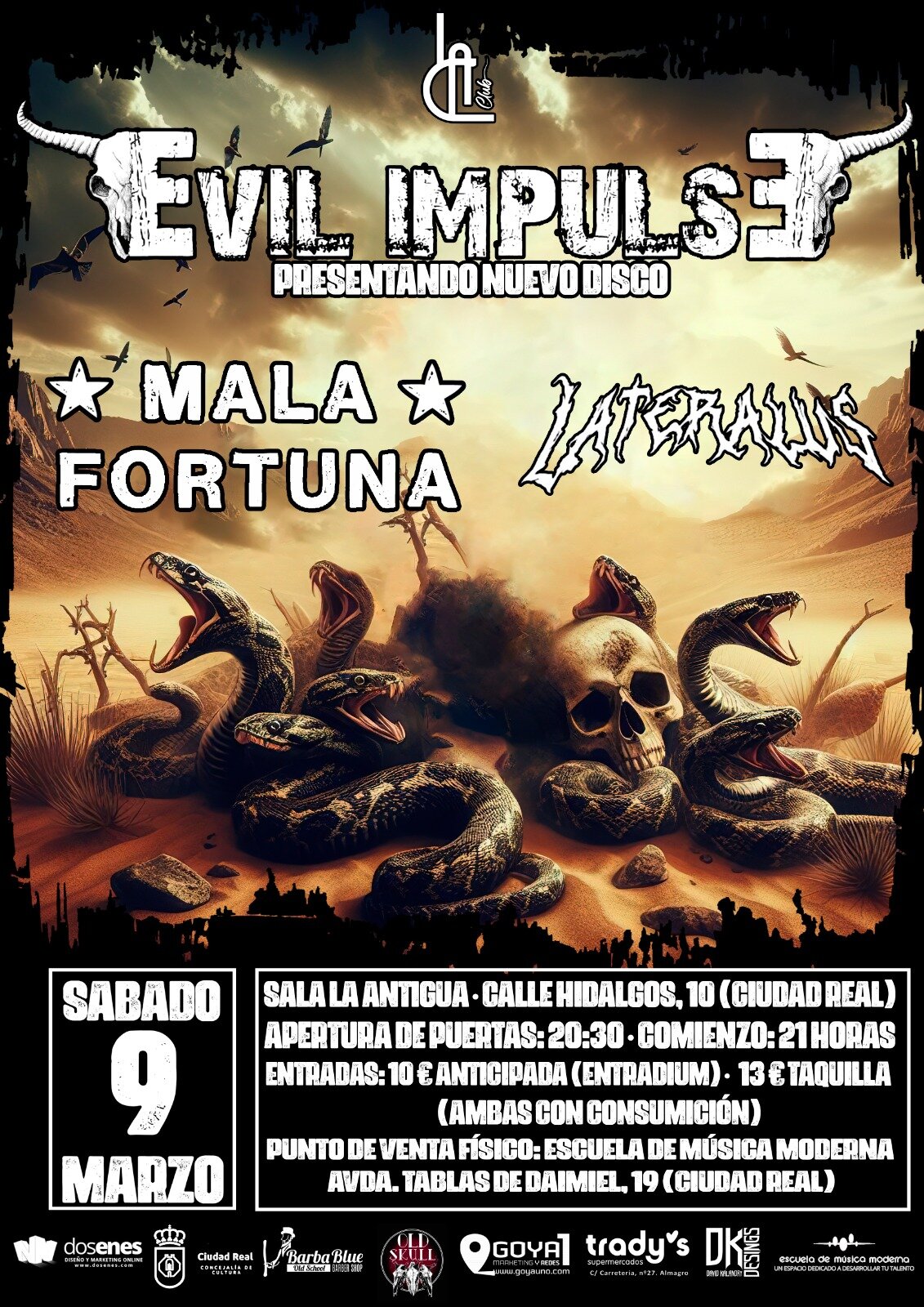Concierto de Evil Impulse en Ciudad Real el próximo sábado 9 de marzo en la Sala La Antigua de Ciudad Real.