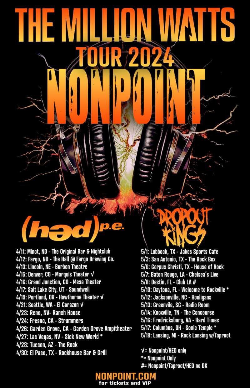 Fechas confirmadas del tour norteamericano “The Million Watts Tour 2024” de Nonpoint