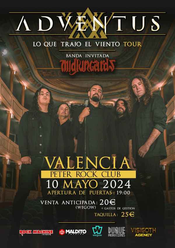 Cambio de sala para el concierto en Valencia de Adventus con Midjungards para el próximo día 10 de mayo.