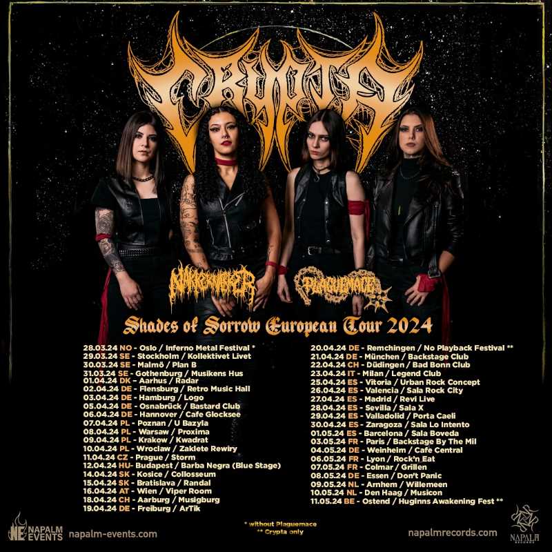 Actualizamos las fechas del “Shades Of Sorrow European Tour 2024” de Crypta