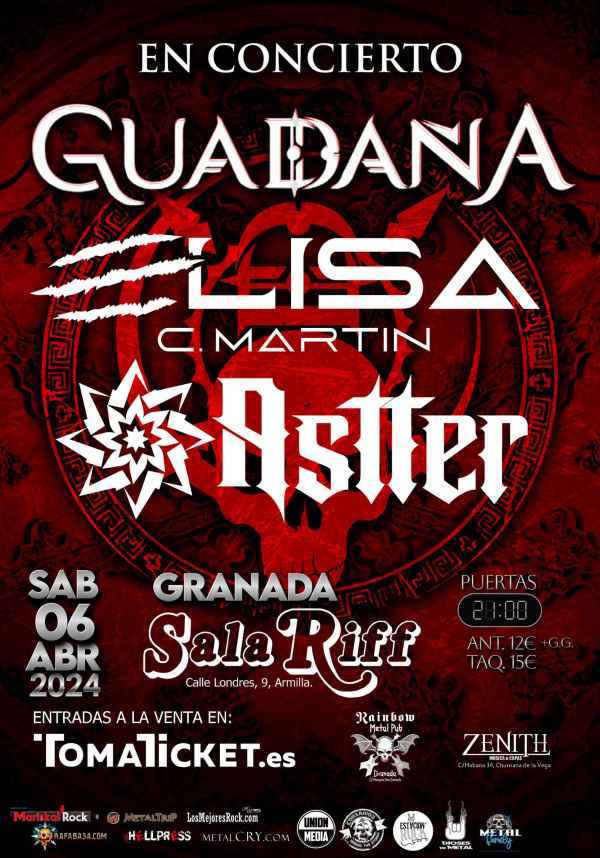 Guadaña con Elisa C. Martín el próximo sábado 6 de abril en la Sala Riff de Granada.