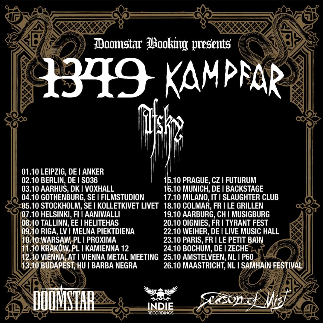 Fechas de la gira europea de 1349 y Kampfar