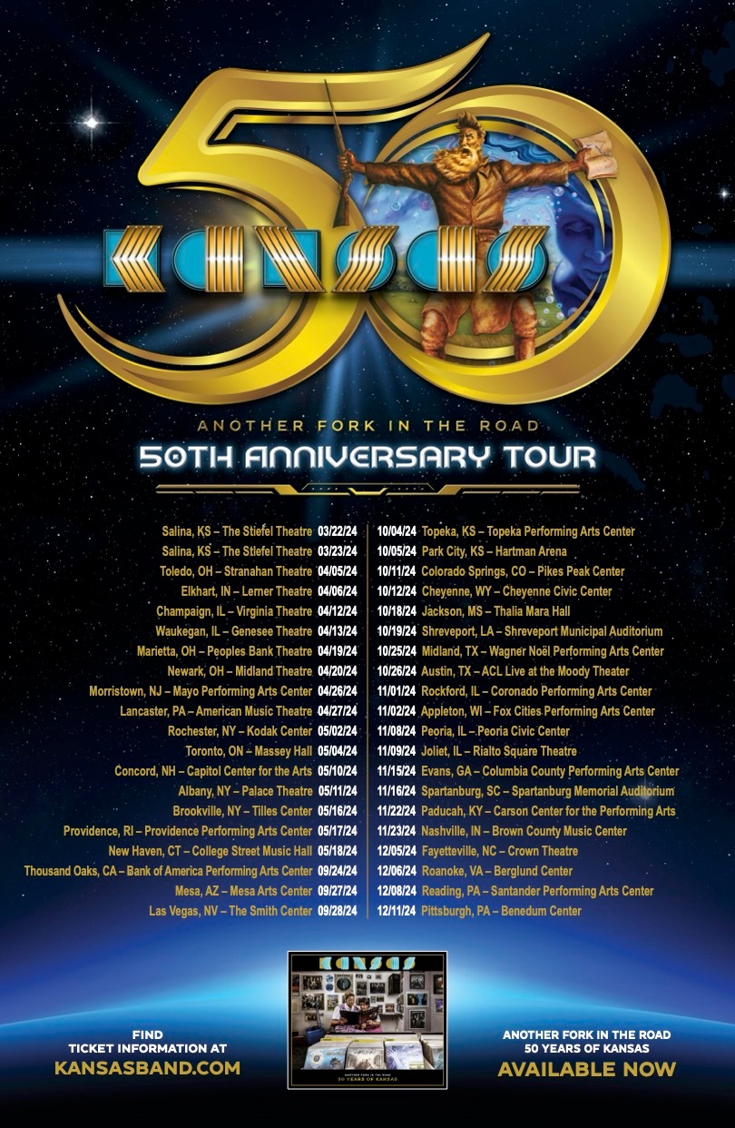 La legendaria banda de Rock Kansas extienden las fechas de su “50th Anniversary Tour – Another Fork In The Road”.