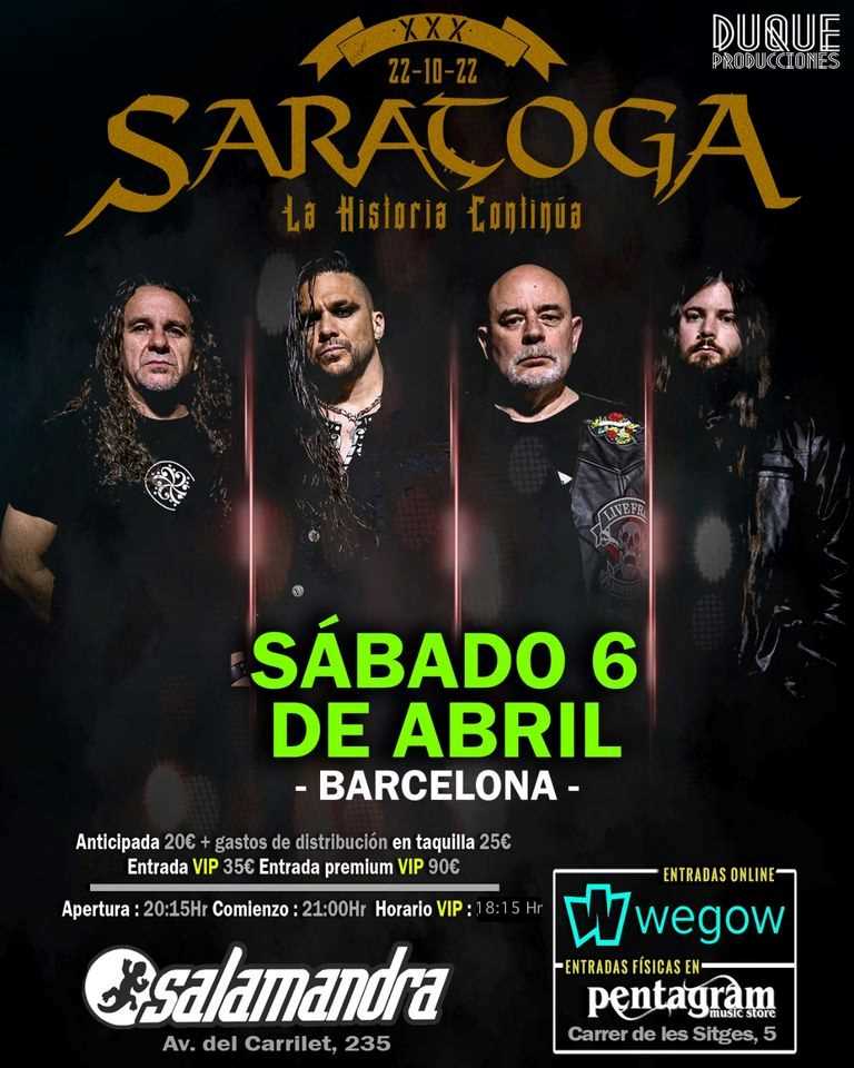 Saratoga en Barcelona el 6 de abril