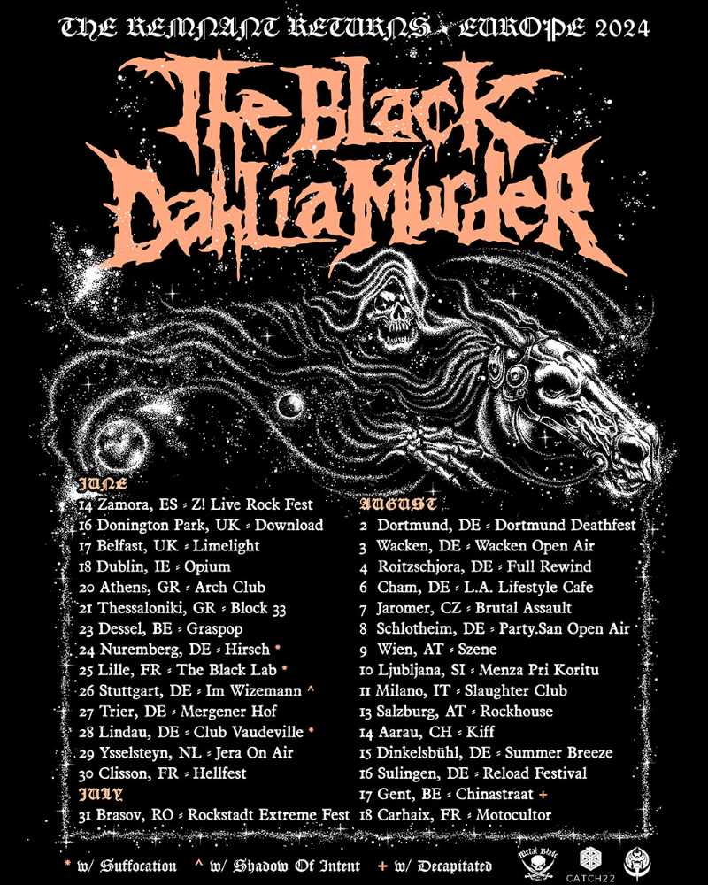 Fechas del tour europeo de The Black Dahlia Murder