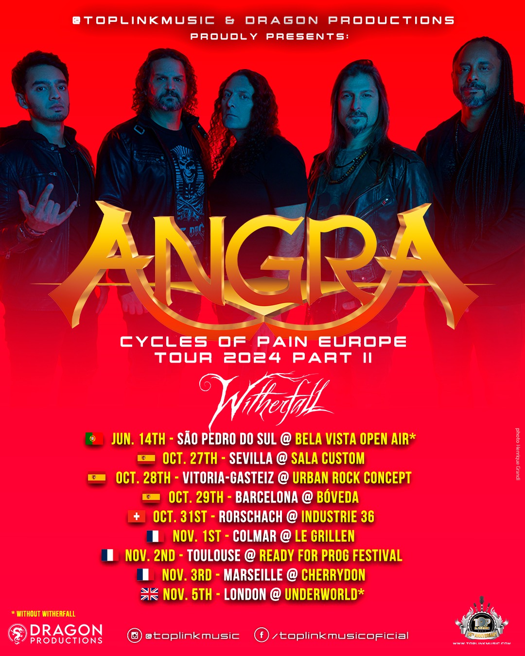 Angra comenzará la segunda parte de su gira europea junto a Witherfall