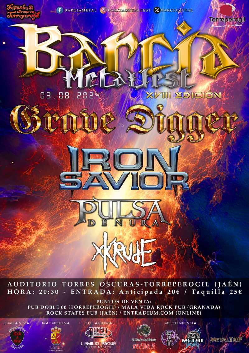 Cartel del Barcia Metal Fest 2024 el 3 de agosto en Torreperogil (Jaén)