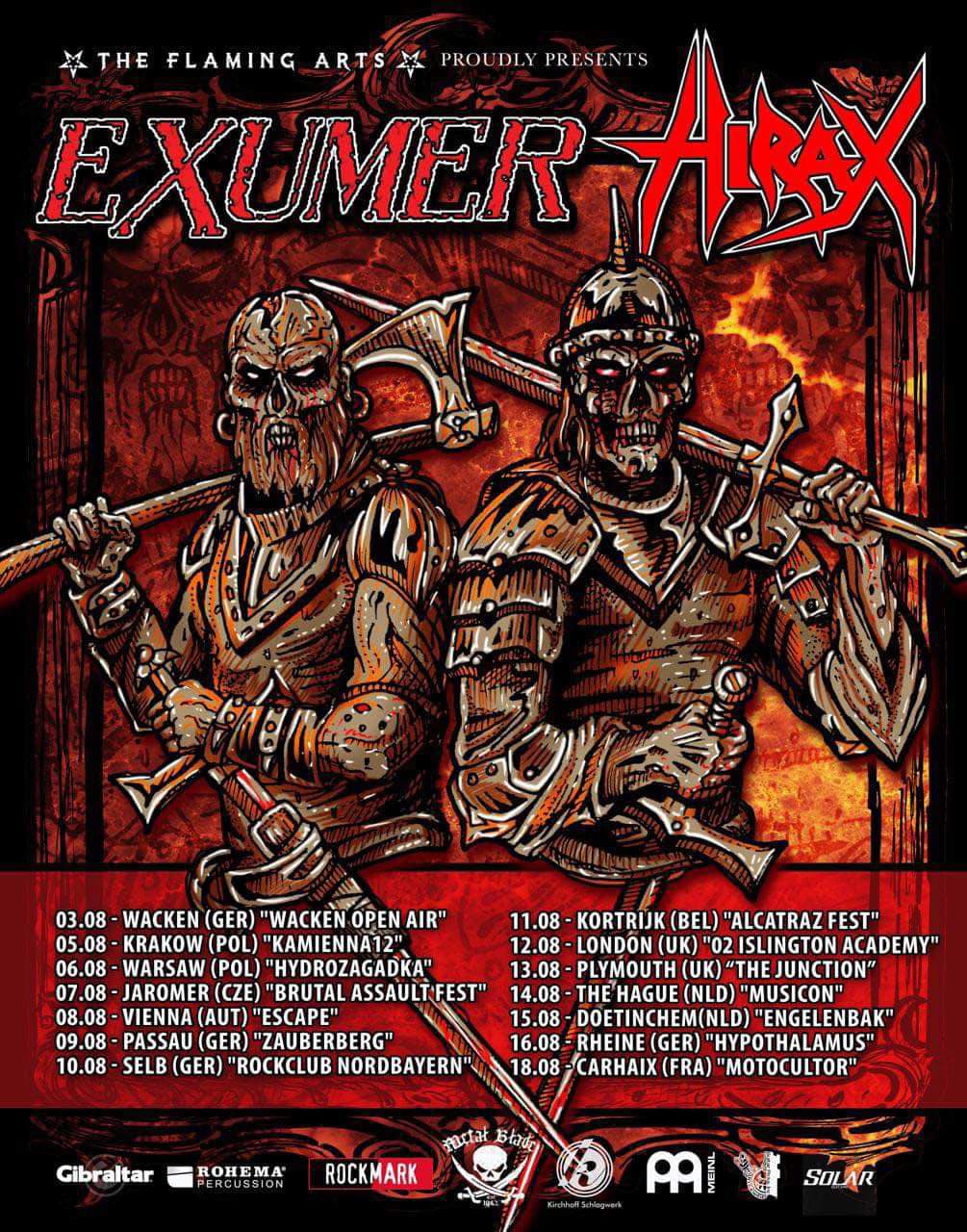 Fechas del próximo tour europeo de Exumer y Hirax