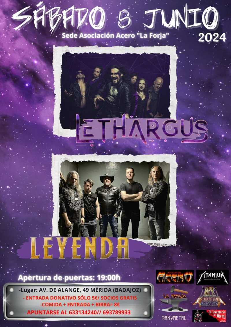 Concierto de Lethargus y Leyenda en La Forja el 8 de junio