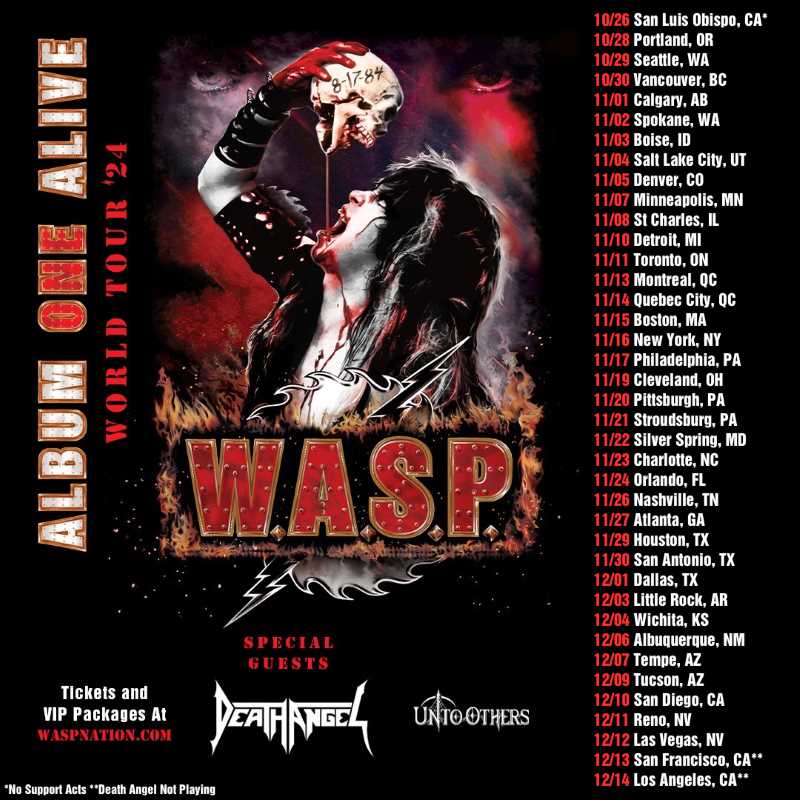 W.A.S.P. interpretará íntegro su álbum debut en su “The Album One Alive World Tour 2024”