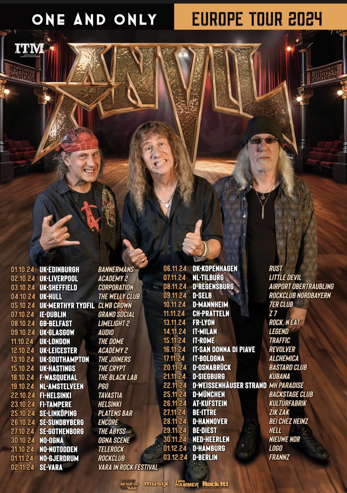 Fechas del tour europeo de Anvil
