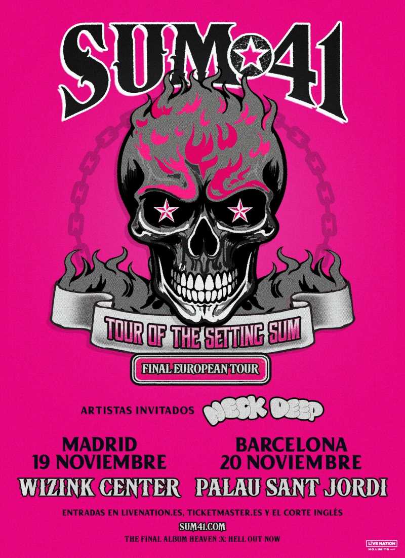 Fechas de la gira de despedida de Sum 41 en Madrid y Barcelona