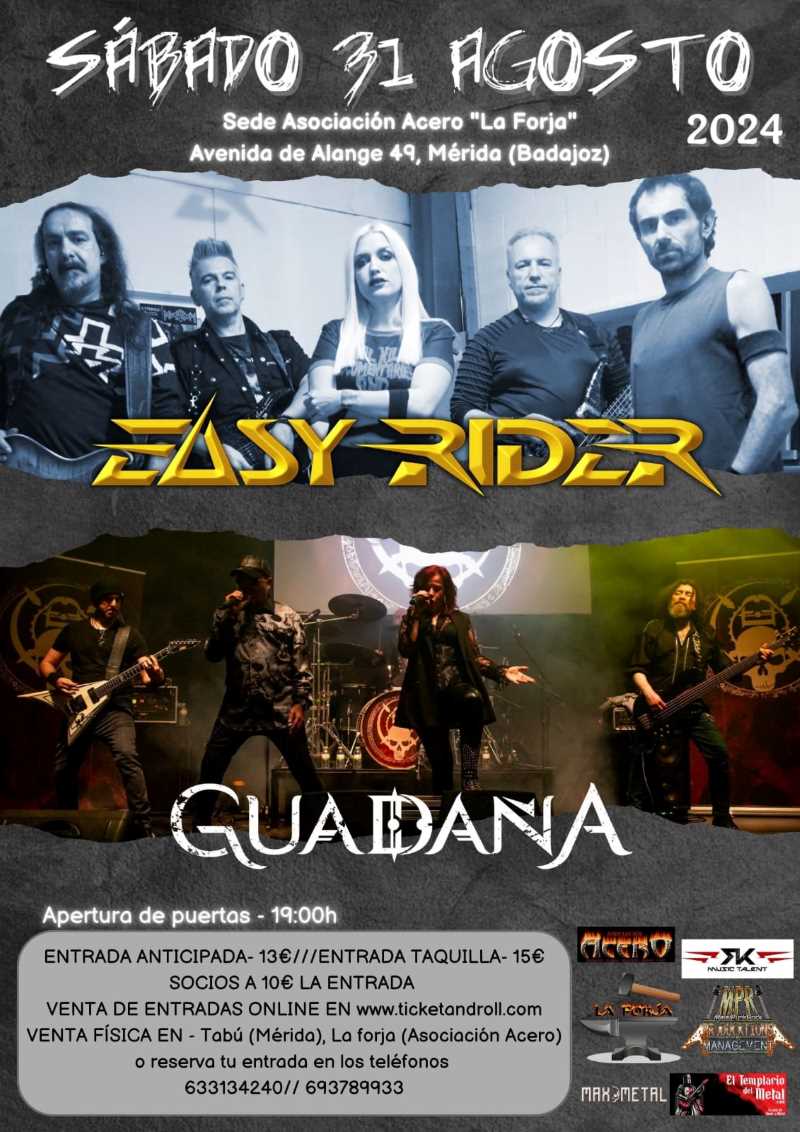 Easy Rider y Guadaña juntos en Mérida este sábado 31 de agosto