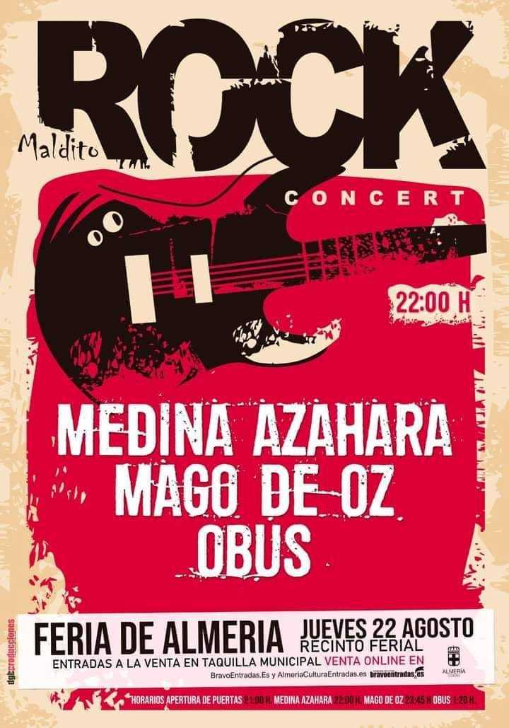 Medina Azahara, Mägo de Oz y Obús este jueves 22 de agosto en la Feria de Almería