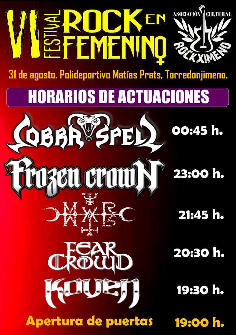 Publicados los horarios de los concierto en el festival Rock En Femenino 2024