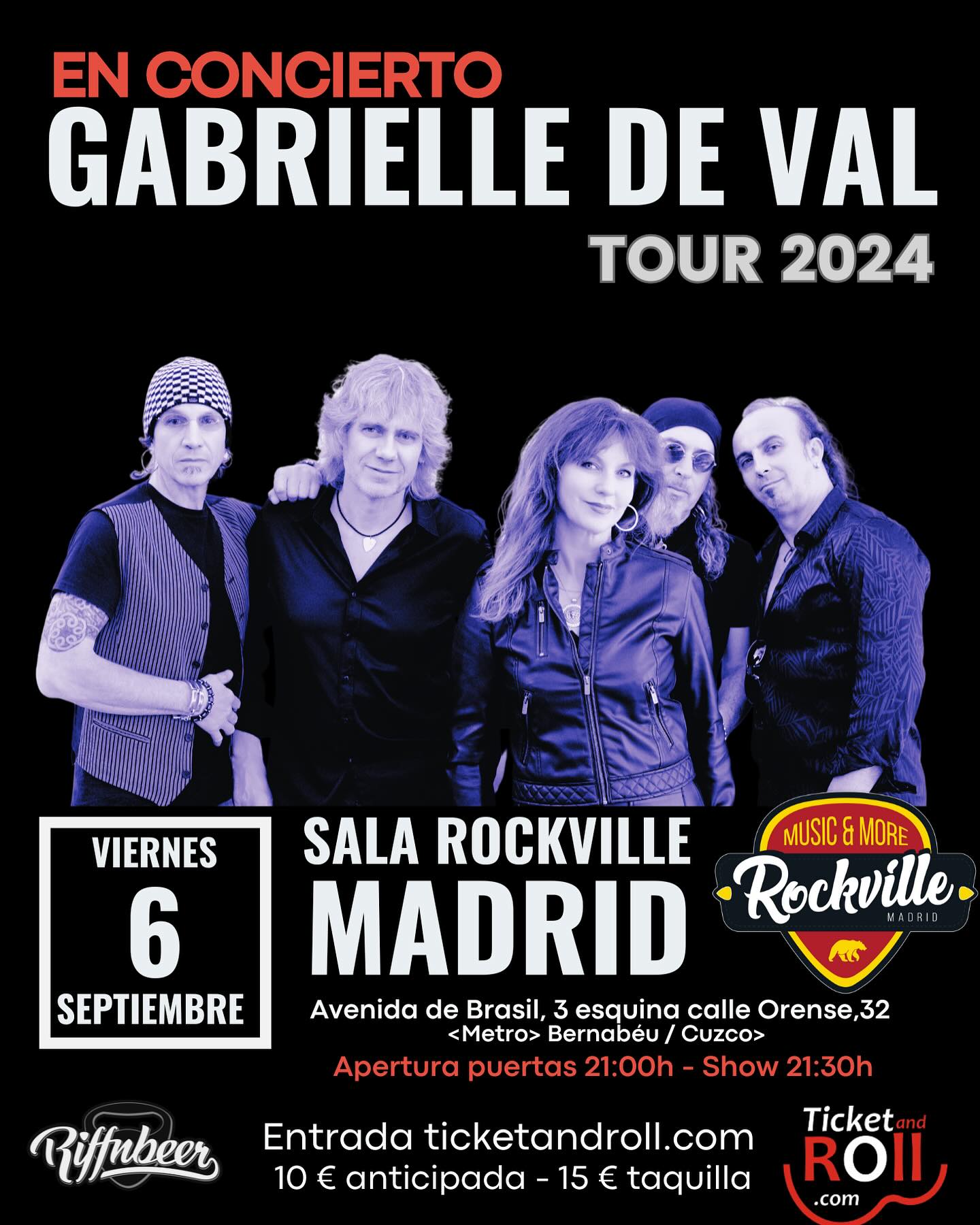 Gabrielle De Val se presenta hoy viernes 6 de septiembre en la Sala Rockville de Madrid.