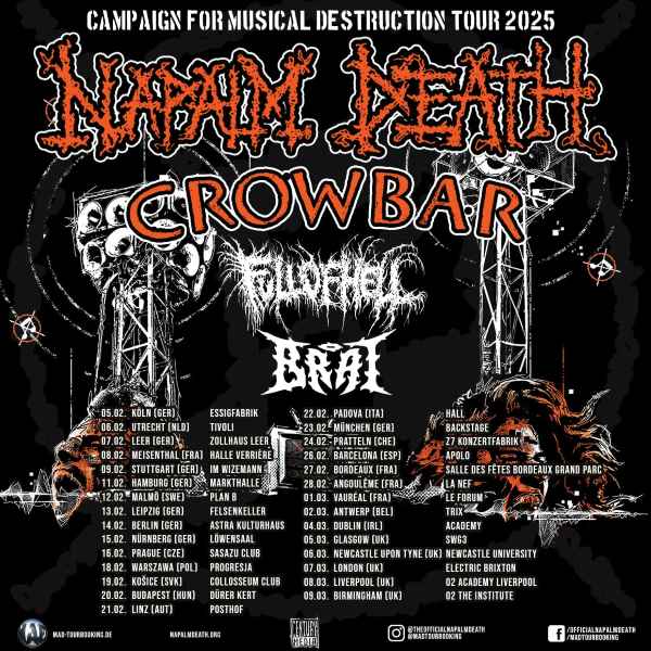 Fechas del tour europeo de Napalm Death
