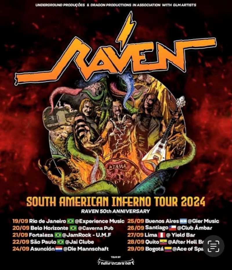 Fechas del “South American Inferno Tour 2024” de Raven