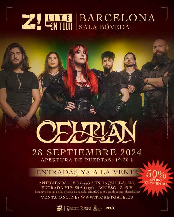 Este 28 de septiembre  Celtian en la sala Bóveda de Barcelona de la mano de Z! Live On Tour