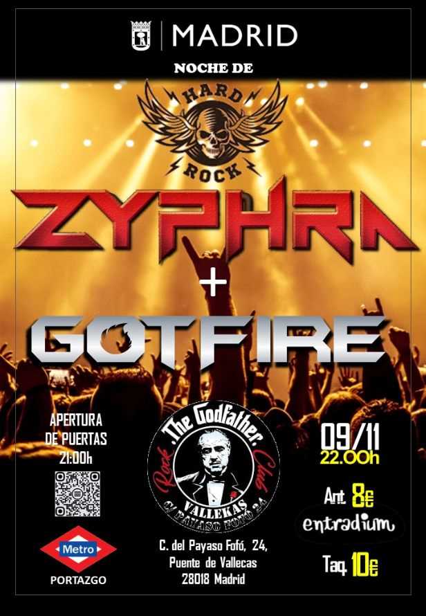 Zyphra y Gotfire en Madrid el 9 de noviembre en Sala Godfather
