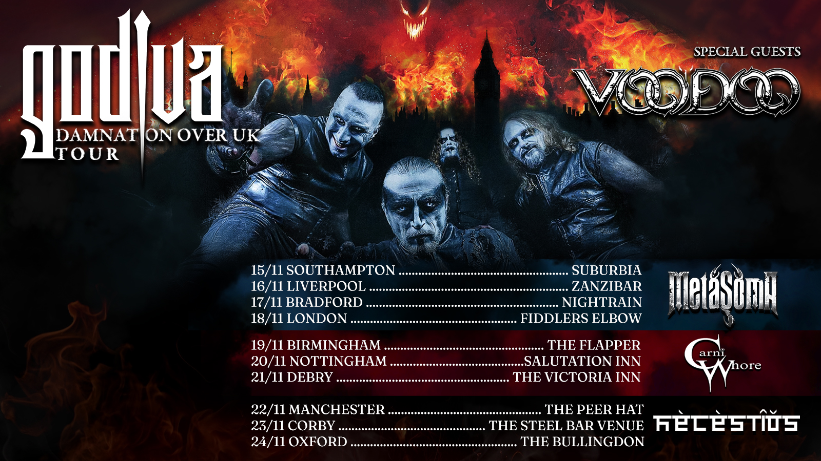 Fechas del «Damnation Over UK Tour» de los blackers Godiva