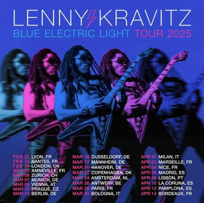Fechas del Tour de Lenny Kravitz llamado «Blue Electric Light Tour 2025»