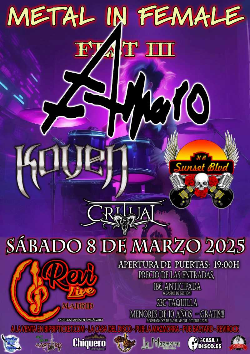 Información del Metal In Female Fest III de Madrid, el 8 de marzo