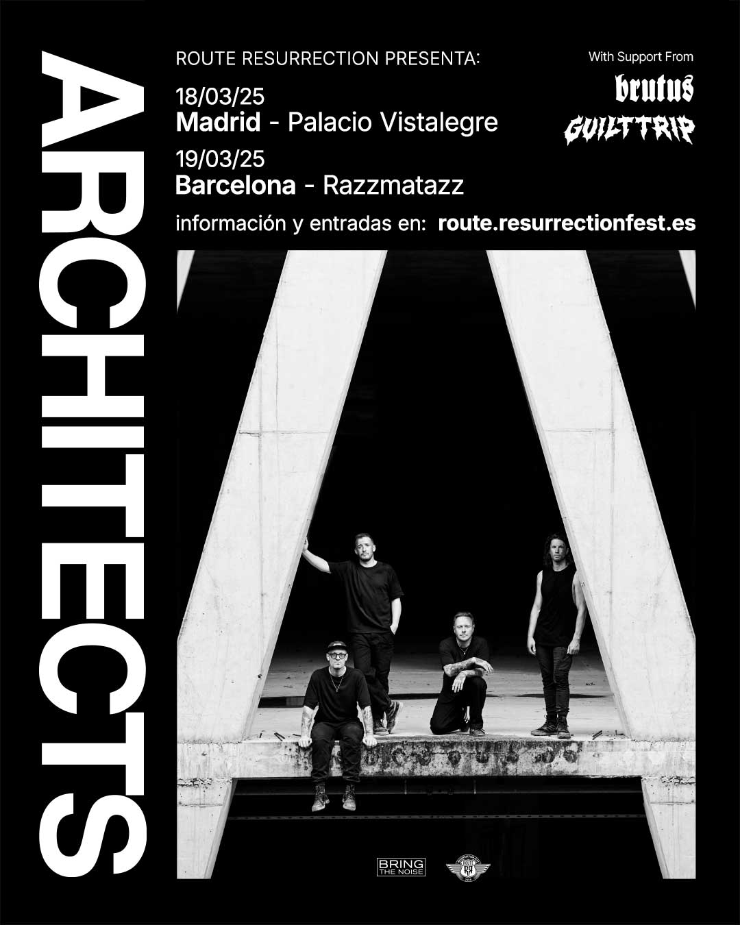 Otra gira confirmada por Route Resurrection es la de Architects, que visitarán los escenarios de Madrid y Barcelona el próximo mes de marzo de 2025.