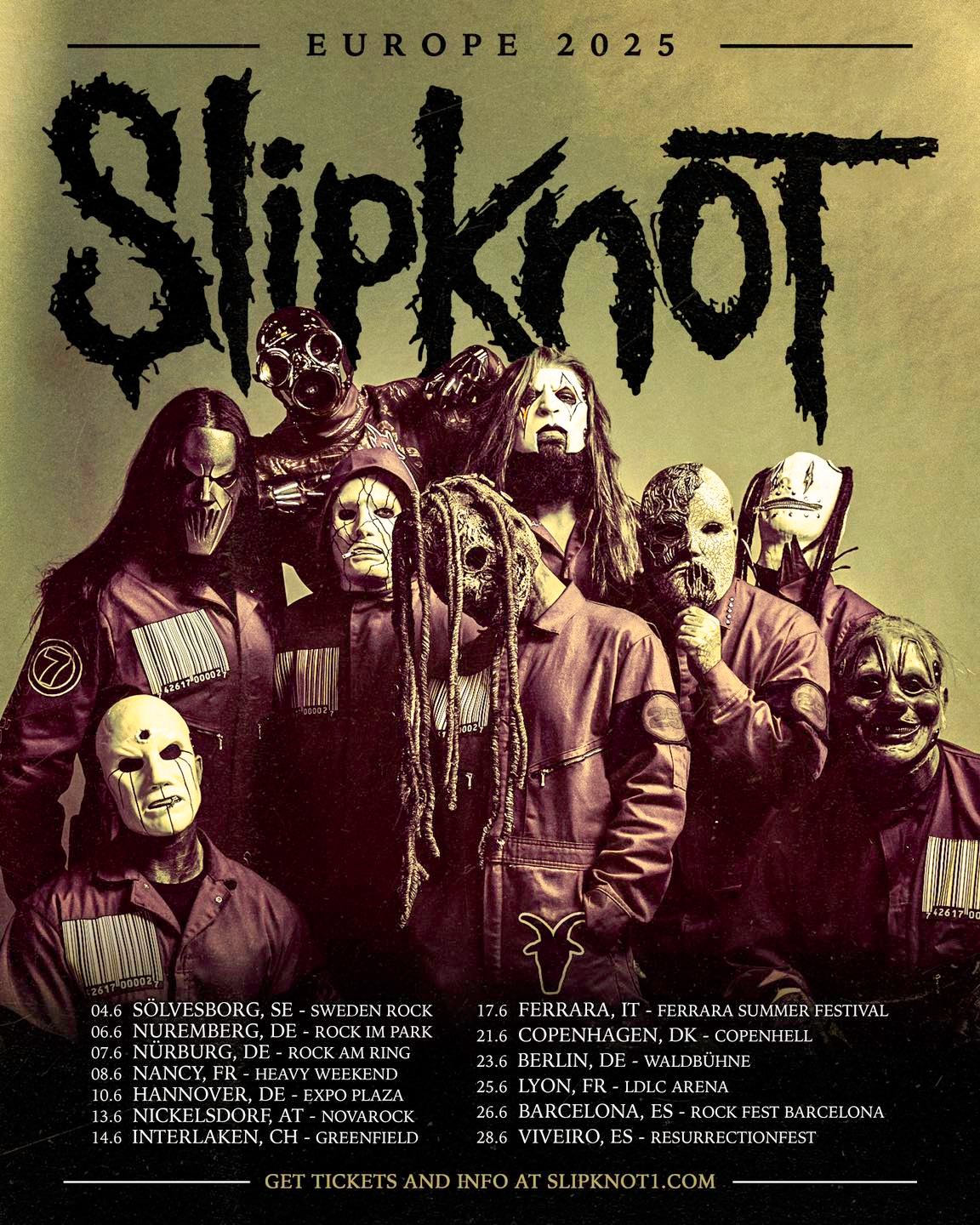 Slipknot anuncia espectáculos europeos de verano de 2025