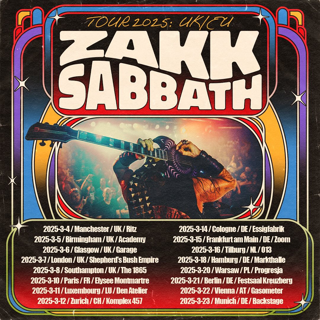En marzo de 2025, Zakk Sabbath se embarcará en una gira europea como cabeza de cartel.