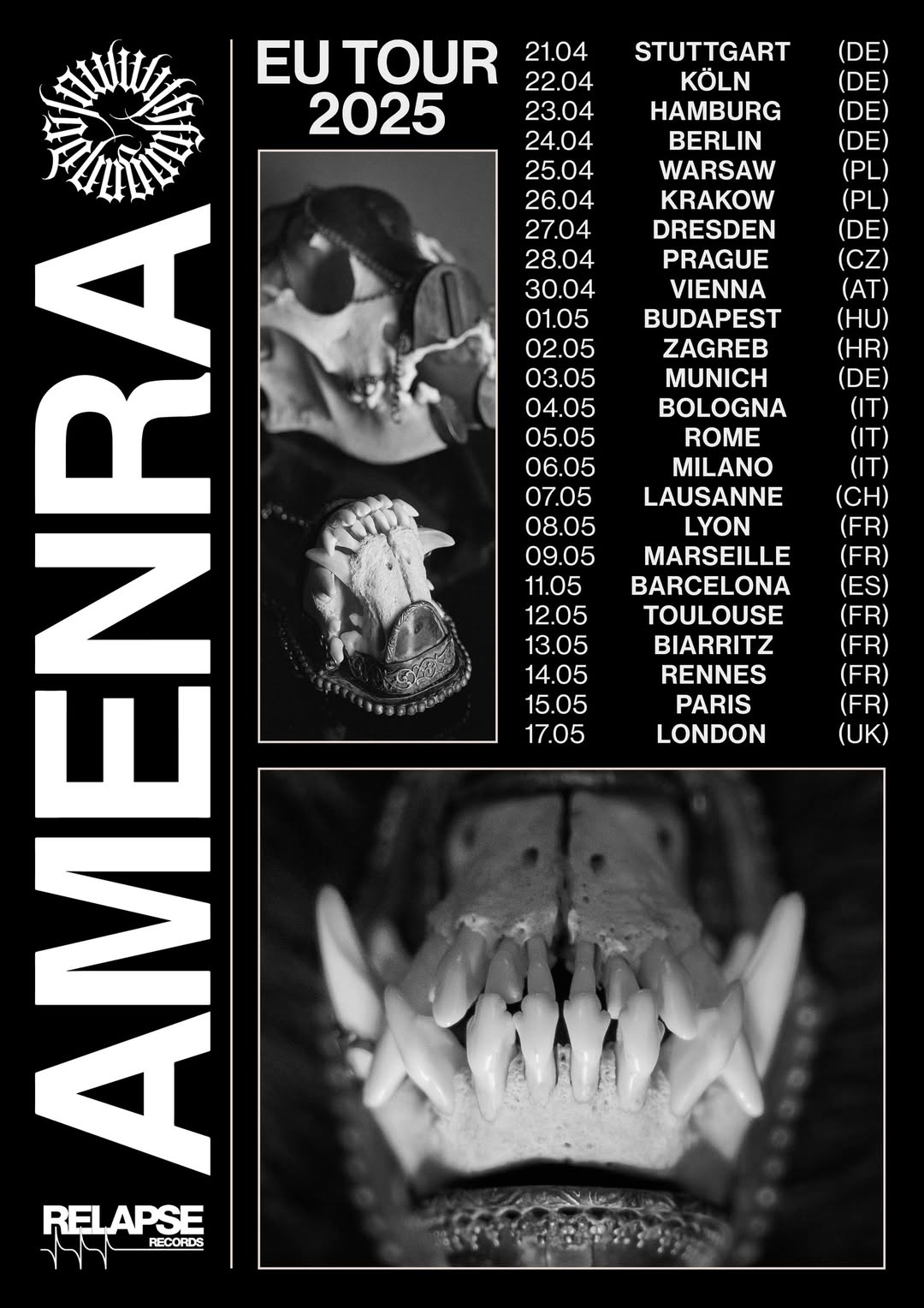 La banda belga de post-metal Amenra ha anunciado su próxima gira como cabeza de cartel