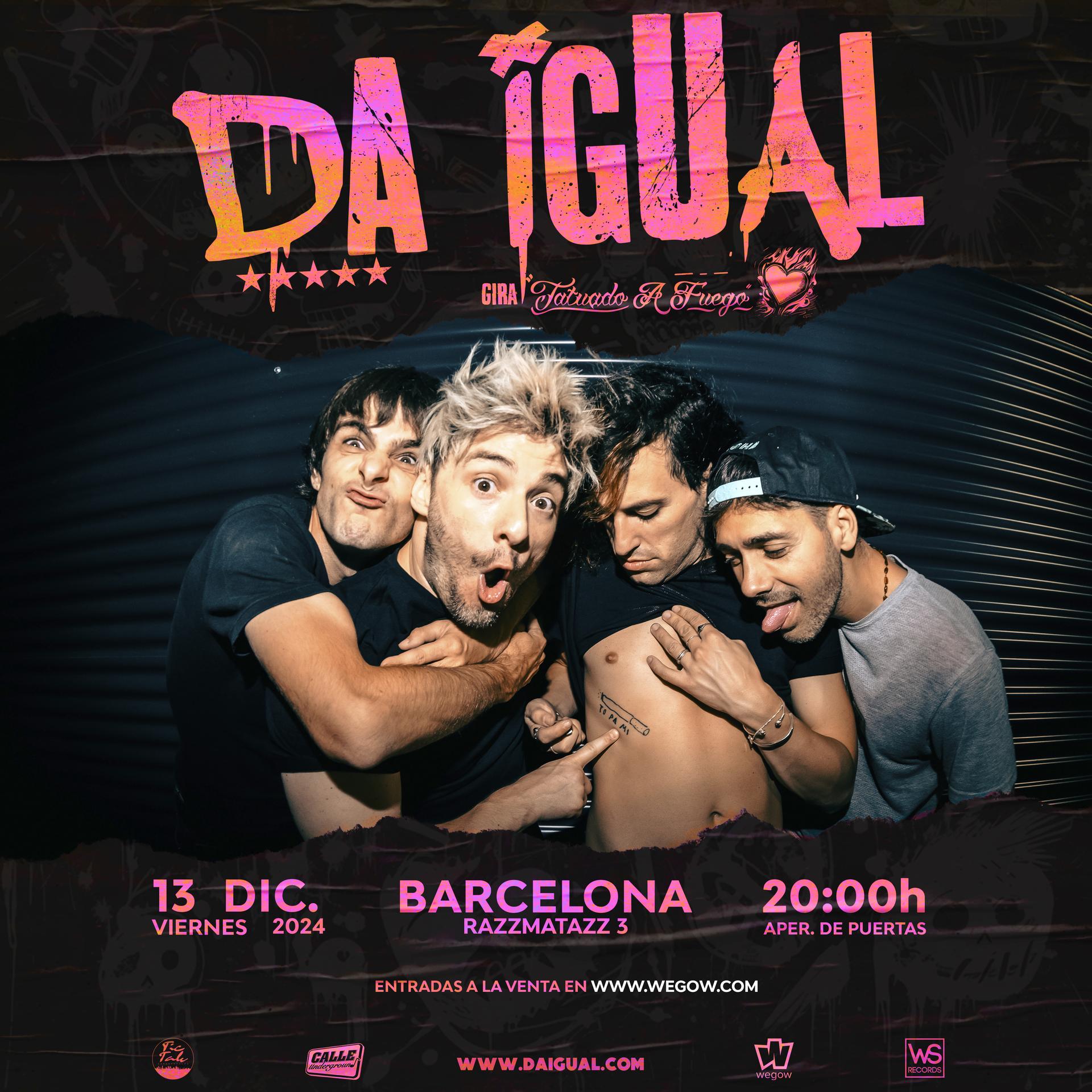 Concierto de Da Igual en Barcelona el 13 de Diciembre