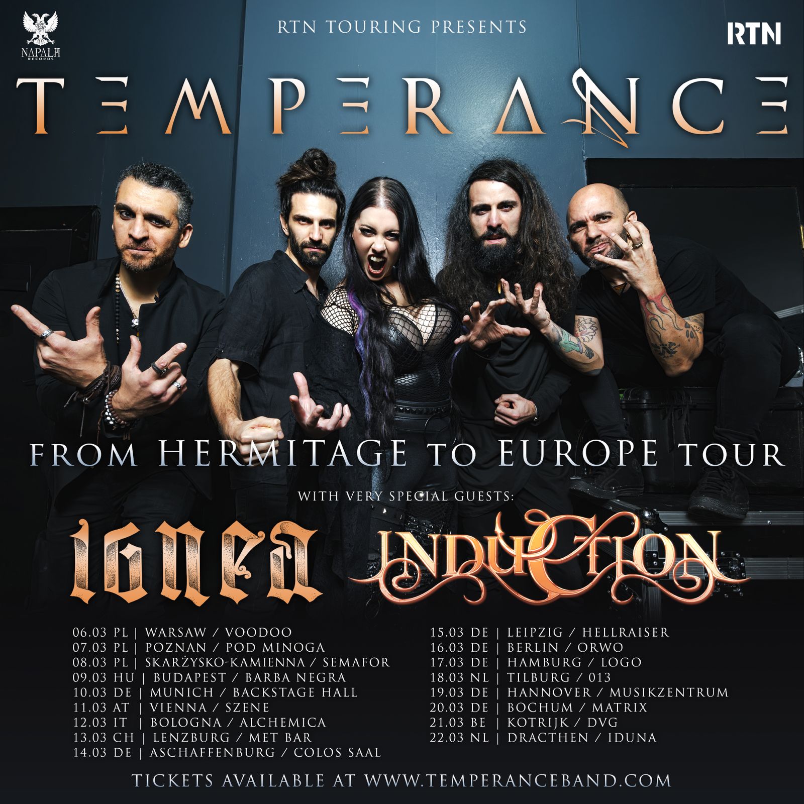 Fechas Europeas de la Gira de Temperance con Ignea e Induction
