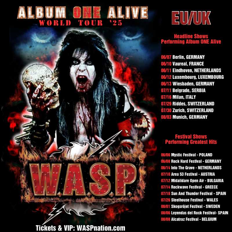 Fechas de la gira europea de W.A.S.P. llamada “Album ONE Alive!”
