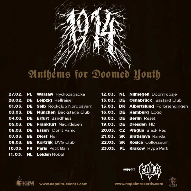 1914 presenta su tour europeo «Anthems for Doomed Youth Tour»